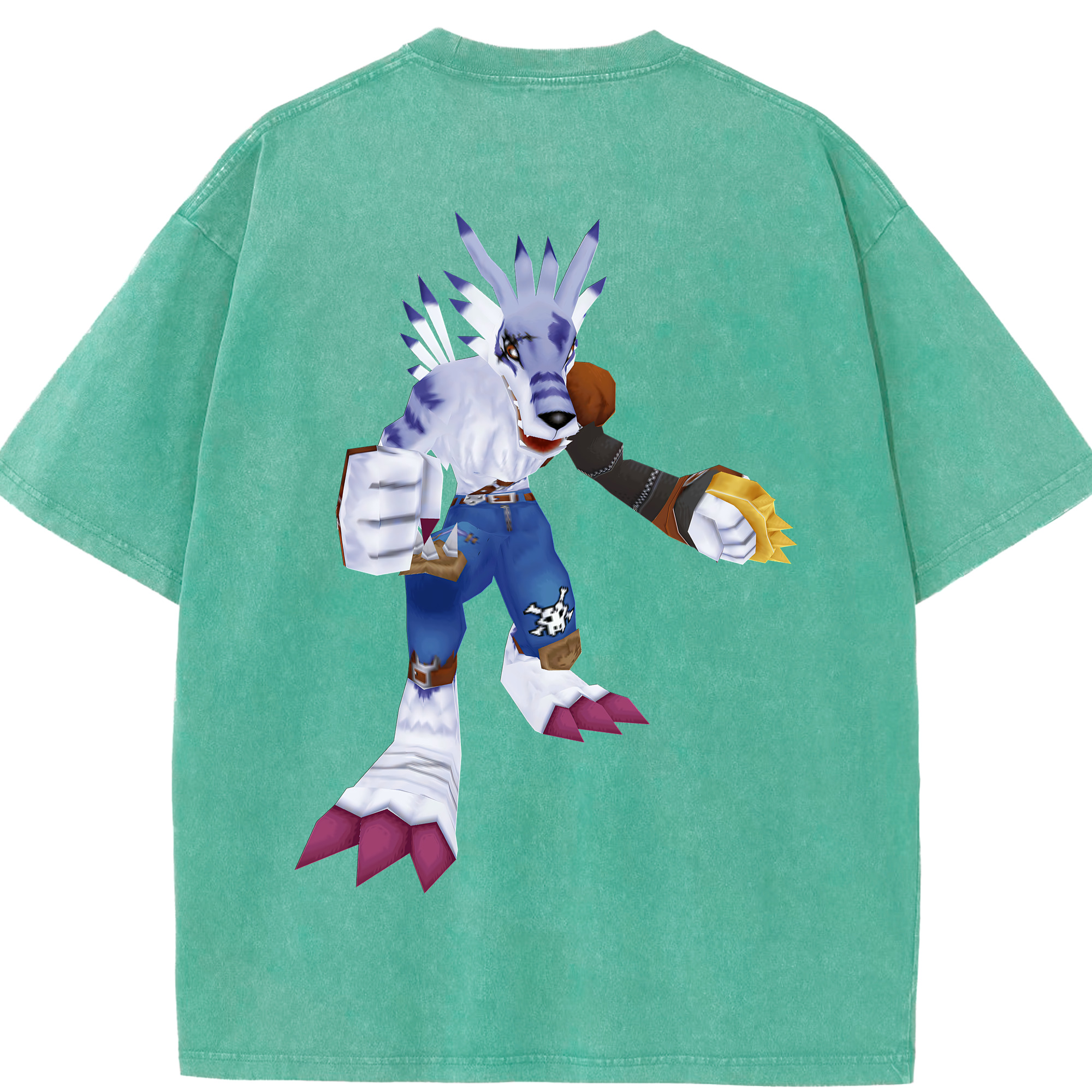 （画像用） Digimon デジタルモンスター/デジモン 綿100% ヴィンテージ風 半袖Tシャツ（背面プリント）